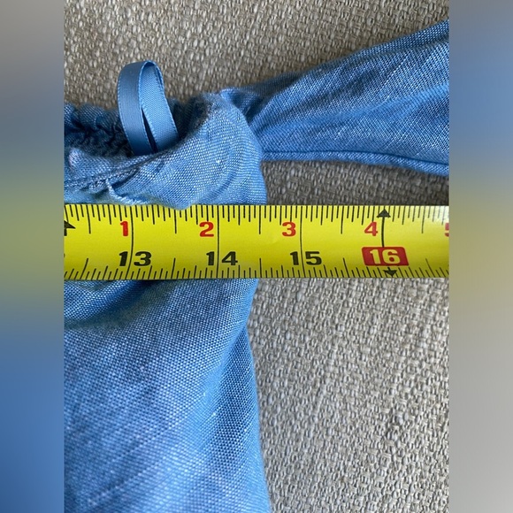 Free People Top Women’s Small In The Limelight Linen Blue Off-Shoulder Crop - Picture 4 of 10